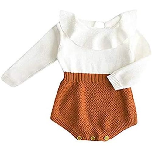 Baby Girls Romper Knitted Ruffle Long Sleeve Jumpsuit Baby Kids Girl Romper Autumn Winter Casual Clothing