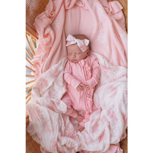 Frill Zip Romper | Peony Rib Pointelle – Little and Fern