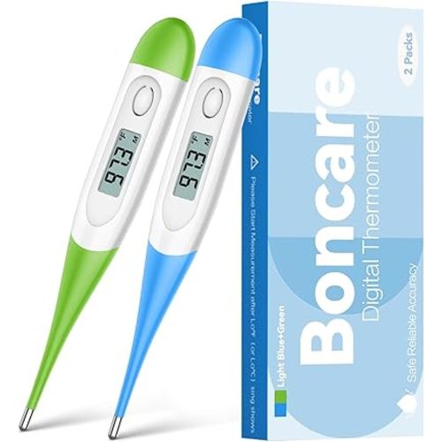 Thermometer for Baby, 2 Packs, Rectal Digital Thermometer with 10 Seconds Fast Reading (Light Blue+Green)