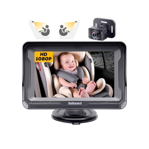 DoHonest Baby Car Camera HD 1080P - Rear-Facing Car Baby Monitor with Night Vision, Adjustable View Angle, Easy Setup, Anti-Glare Display, Safety for Kids & Infants