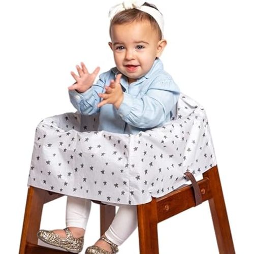 J.L. Childress Disposable Restaurant High Chair Covers - Baby Travel Accessory for Kids & Toddlers, Individually Wrapped, Covers All Surfaces - 12 Count, Stars/Hearts/Arrows