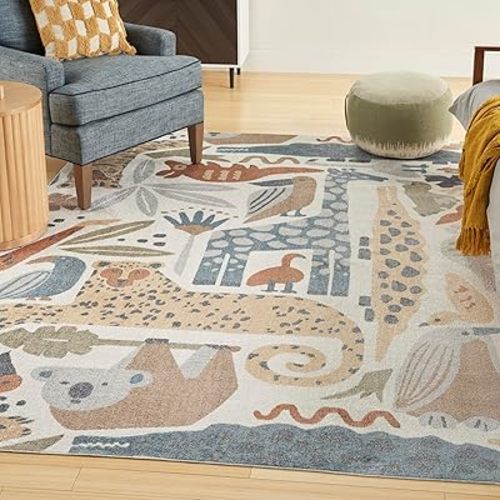 Nourison Home Astra Machine Washable Ivory 7'10" x 10' Area Rug - Easy Clean, Non Shedding, Bed Room, Living Room, Dining Room, Kitchen (8' x 10')