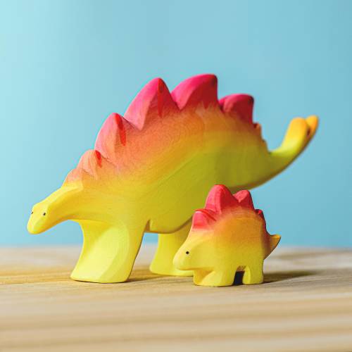 Wooden Stegosaurus Set | Handmade Prehistoric Waldorf Toy