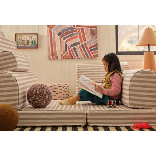 Ivory & Petal Pink White Striped Modular Couch | Harlan | House of Noa