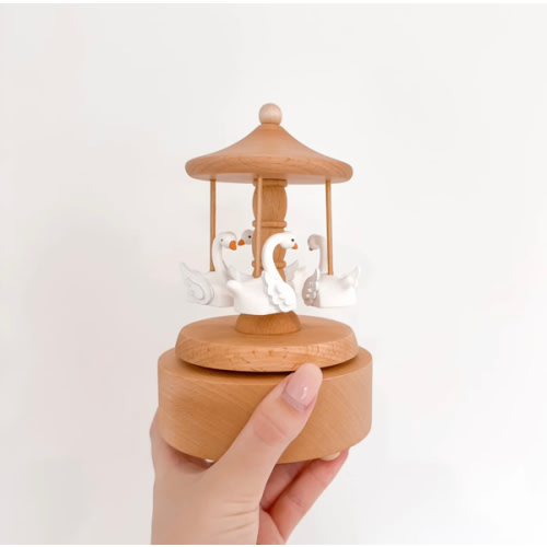 Heirloom Wooden Musical Carousel - Swan
