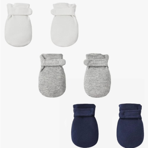 Newborn Baby No Scratch Mittens Stay On, 100% Cotton Breathable, Adjustable Infant Gloves for Baby Boys Girls Mittens