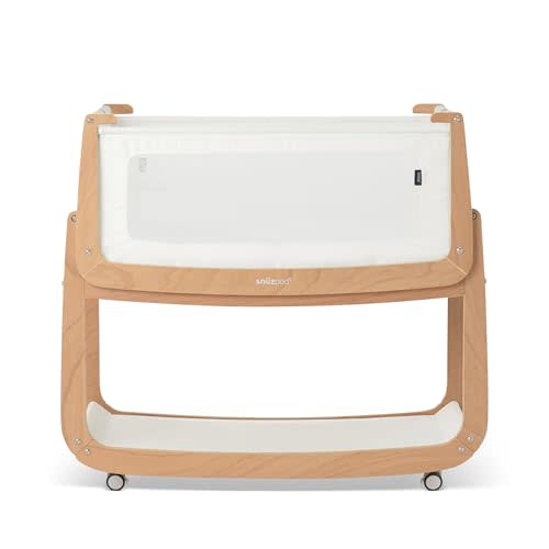 SnuzPod 5 Bedside Bassinet for Baby - Newborn bed with Zip Down Breathable Windows, Bedside Sleeper with Lift-Off Bassinet, Portable & Rocking Stand, 3-in-1 Baby Cradle with Wheels & Mattress, Natural