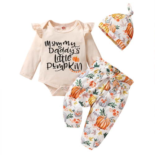 Infant Baby Girl First Halloween Outfit Toddler Girls Thanksgiving Cute Pumpkin Clothes Set for 0-3 Months