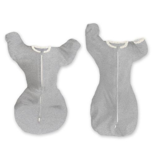 SwaddleDesigns Baby Transitional Swaddle Sack, Arms Up Elbow Length Sleeve Wearable Blanket - Heathered Gray - 3-6m