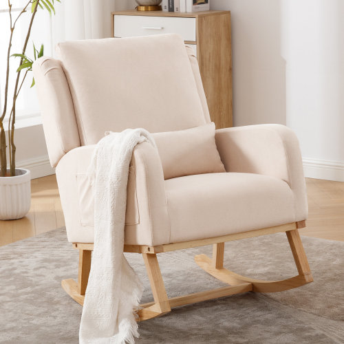 Ebern Designs Discover Our Rocking Chair with Plush Backrest and Supportive Lumbar Pillow – Perfect for Your Relaxation Corner & Reviews | Wayfair