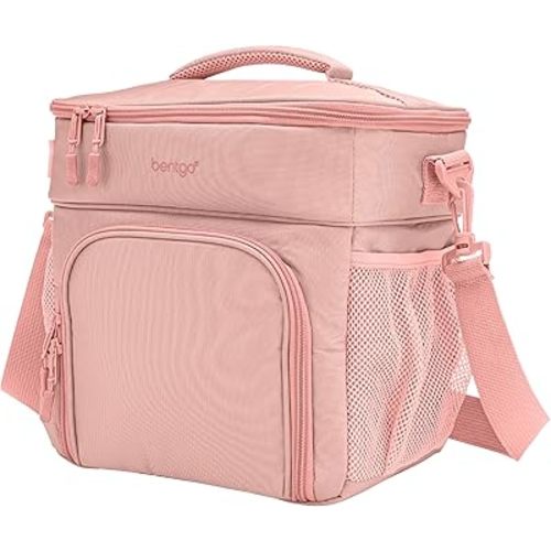 Bentgo Prep Deluxe Insulated Multimeal Bag - Lunch Box Bag, Holds 5 Meals, Premium Insulation up to 8 Hrs, Durable, Water-Resistant - Large Capacity For Adult Meal Prep (Blush)