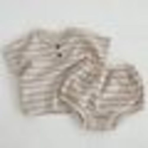 Striped Tee & Bloomer Summer Set - Brown / 12-18M