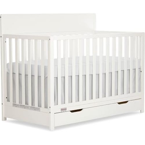 Fisher-Price Meadowbrook 4-in-1 Convertible Full Size Baby Crib with Drawer, Wooden Nursery Furniture, Converts to Toddler Bed with Guardrail, Daybed & Full-Size Bed, GGG, BSA Certified, Cannoli Cream