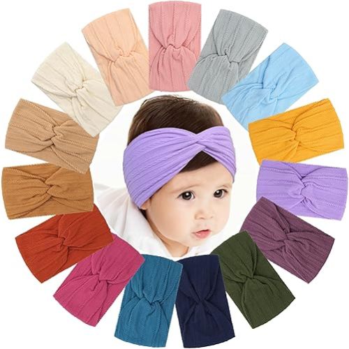 15PCS Baby Nylon Headbands 3.5 inches Handmade Jacquard Weave Elastic Headbands for Baby Girls Newborn Infant Toddlers Kids