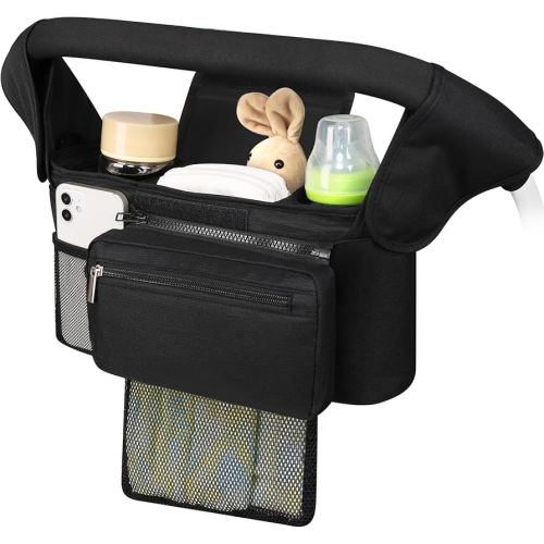 Accmor Universal Stroller Organizer with Insulated Cup Holder Detachable Phone Bag and Shoulder Strap,Stroller Bag Caddy Organizer Fits for Uppababy, Baby Jogger, Britax Strollers