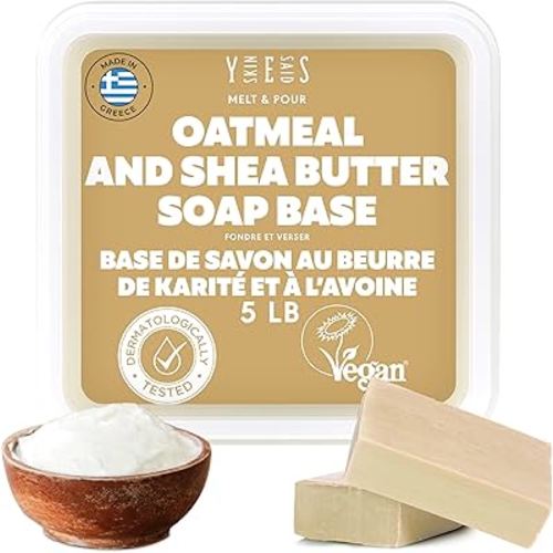 5Lb Oatmeal Soap Base - Bulk Melt and Pour Organic Soap Making Supplies - SLS/SLES Free, No Palm Oil, All Natural - Perfect for DIY Projects, Gentle on Skin, Moisturizing