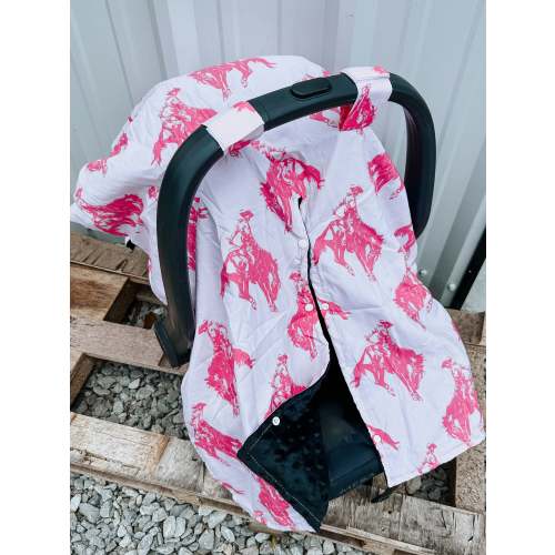 Buckin Bronco Car Seat Cover in Pink
