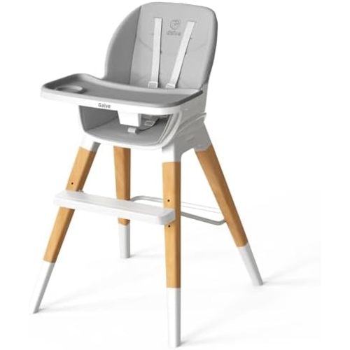 GAIVE 8 in 1 Convertible Wooden High Chair, Adjustable Baby High Chair for Babies and Toddlers with Tray, Easy to Clean, Grow with Family|Booster|Learning Table|High Stool
