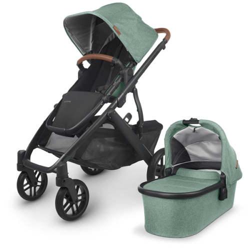 UPPAbaby Vista V2 Stroller & Bassinet - Gwen (Green Melange / Carbon / Saddle Leather)