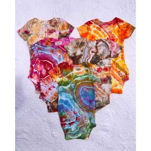 Tie Dye Baby Onesie Geode Style Handmade 100% Cotton Sizes Premie - 24 Months MADE TO ORDER