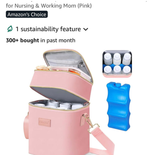 PIIOSER Breastmilk Cooler Bag with Ice Pack Fits 6 Baby Bottles Up to 9 Ounce, Insulated Baby Bottle Tote Bags, Double Layer Waterproof Leak-Proof with Shoulder Strap for Nursing & Working Mom (Pink)