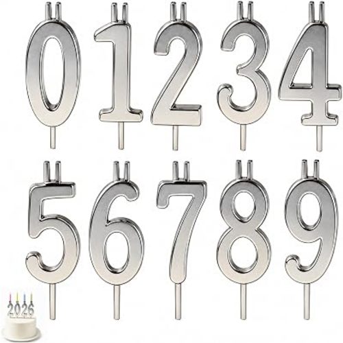 Stainless Steel Number Candle Holder Set, 1 Set