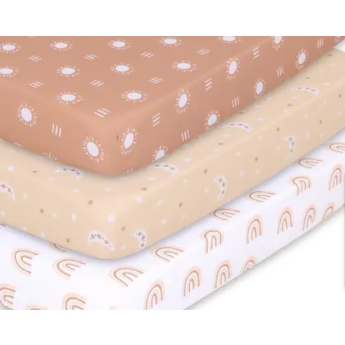 The Peanutshell Boho Mini Crib, Playard Sheet 3 Pack Set