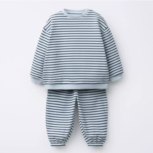 STRIPED SWEATSHIRT AND JOGGER PANTS SET - Mid-blue | ZARA United States