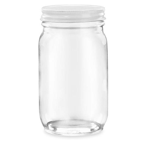 Clear Wide-Mouth Glass Jars - 8 oz, Metal Cap