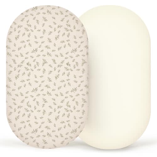 lulumoon Muslin Bassinet Sheets Baby: Cotton Bassinet Fitted Sheets for Boys and Girls - Bassinet Sheets for Oval Rectangle or Hourglass Mattress