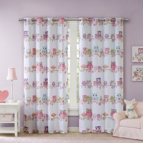 Intelligent Design Kids Noctural Nellie Owl Printed Blackout Grommet Curtain Panel