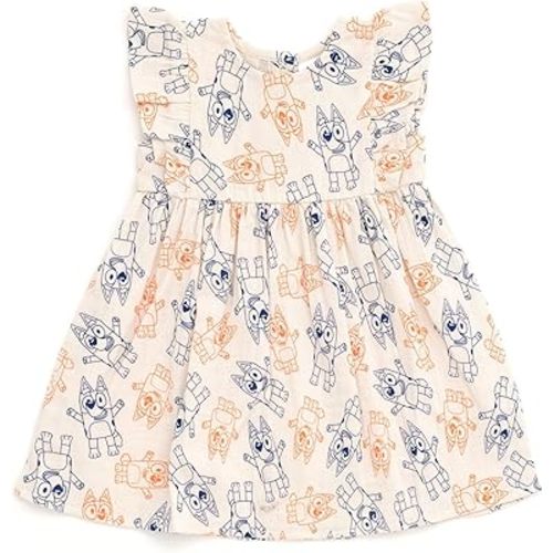 Bluey Cotton Gauze Matching Family Outfits Dress & Button Down Shirt & Shorts Infant to Little Kid Sizes (12 Months - 7-8)
