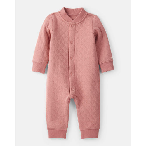 Baby Girl Quilted Long-Sleeve Jumpsuit - Pink - Carter's | Carter's