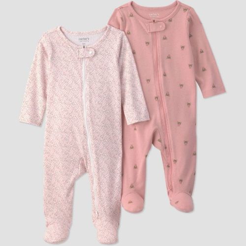 Carter's Just One You® Baby Girls' 2pk bears Long Sleeve Sleep N Plays - Pink Newborn