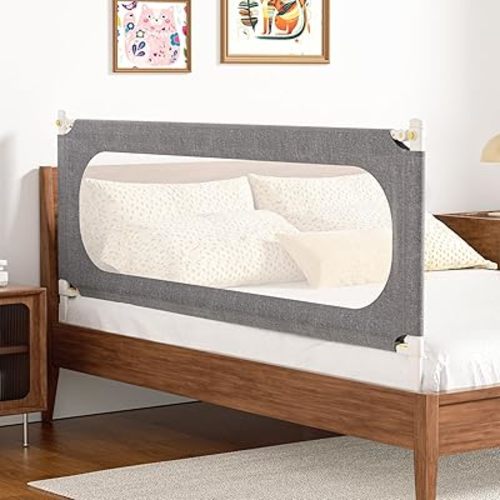 Bed Rails for Toddlers, with Headboard Rod -Height Adjustable Perfect Baby' Safety Bed Rails for Babys Bed Rails Guard (One Side 82.7"(L) ×28"(H)-Gary)