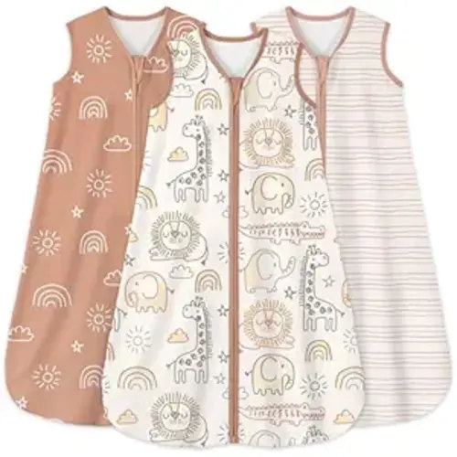 Yoofoss Baby Sleep Sack 0-6 Months 0.5 Tog Wearable Blanket for Baby, 3 Pack 100% Organic Cotton Infant Toddler Sleeping Sack 2-Way Zipper Lightweight Sleep Sack