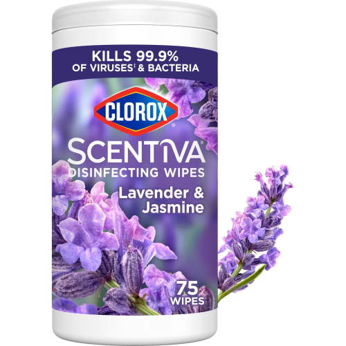 Clorox Scentiva Disinfecting Wipes, Lavender and Jasmine, 75 Count