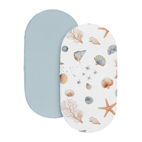 Sweet Jojo Designs Ocean Seashells 2 Pack Baby Bassinet Fitted Sheets | Wayfair