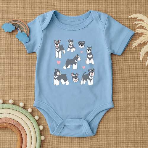 Cute Schnauzer Baby Bodysuit, Funny Dog Lover Infant Outfit, Puppy Print Baby Clothes, Adorable Pet Baby Shower Gift, Newborn Doggie Romper