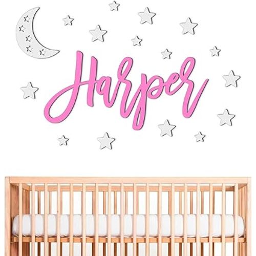 Personalized Custom Wood Name Sign with Decorative Wooden Shapes Nursery Name Sign, Personalized Baby Gifts Nursery Wall Decor Baby Name Sign Wooden Name Sign