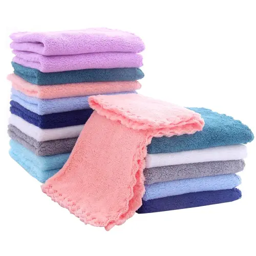 16 Pack Baby Washcloths - Luxury Multicolor Coral Fleece - Extra Absorbent and Soft Wash Clothes for Newborns, Infants and Toddlers - Suitable for Sensitive Skin and New Born - Baby Shower, 10x10 Inch