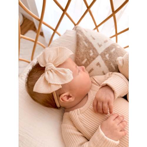 Linen Prairie Bow Headband - Ivory
