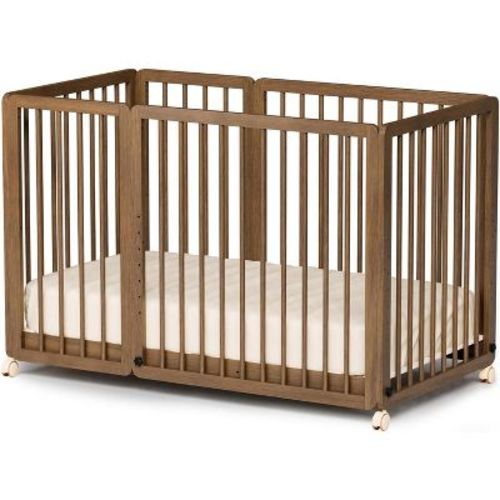 JOYMOR 8 in 1 Convertible Crib, Include 2” Mattress, Converts to Bassinet, Mid Crib, Full Size Crib, Daybed,Toddler Bed and Playard