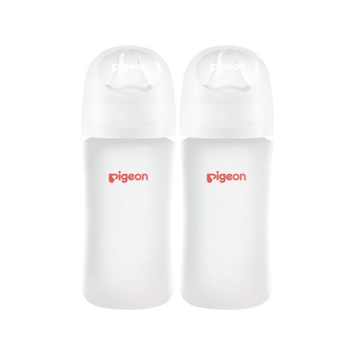 8oz Glass Inside/Silicone Outside Baby Bottle, Wide Neck 8 Oz (Pack of 2)