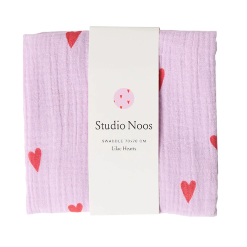 Swaddle Print Medium | Purple Hearts