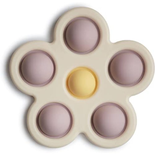 mushie Flower Press Toy (Soft Lilac/Daffodil/Ivory)