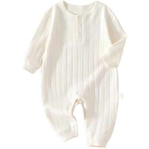 HALQAHA Unisex Newborn Baby Jumpsuit Pure Cotton Long Sleeve Baby Outfit Soft Comfortable Baby Clothes for Boys and Girls