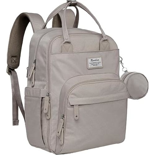 RUVALINO Diaper Bag Backpack, Multifunction Travel Pack Maternity Baby Changing Bags, Large Capacity, Waterproof, Clay