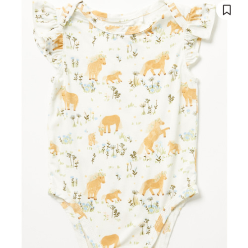 Angel Dear Infant Girls' Pretty Ponies Ruffle Sleeve Snap Onesie | Boot Barn
