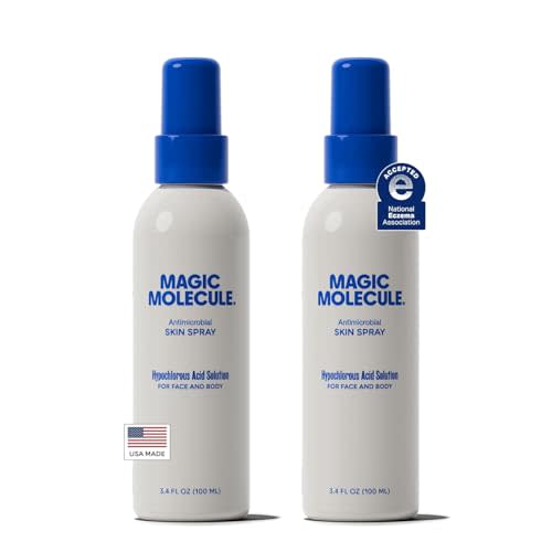 Magic Molecule Hypochlorous Acid Spray for Breakout-Prone Skin, Eczema & Itchy Rashes | Helps 50+ Dermal Issues | For All Skin Types 3.4 oz (Pack of 2) Travel-Friendly